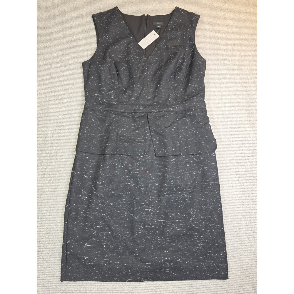 Ann Taylor Petite 8P Dress Black White Speckled Sleeveless Zip Pencil NEW - Picture 2 of 16